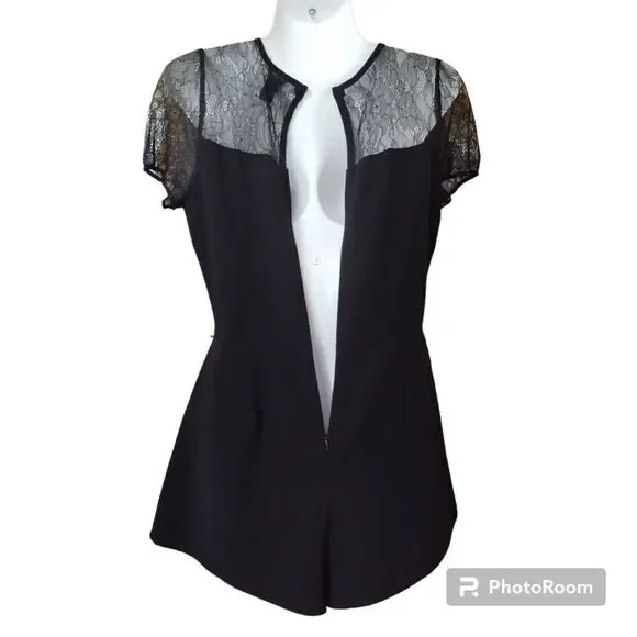 Forever 21 Black Lace One Piece Romper Shorts Sz S Y2K - Picture 8 of 10